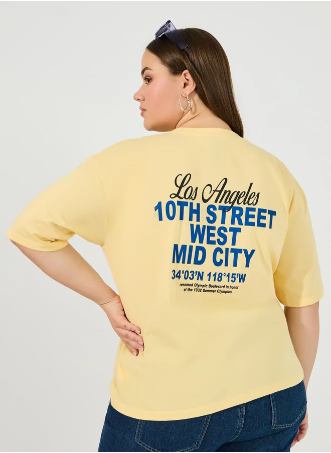 Styli Styli Plus Size Slogan Print Oversized T-Shirt