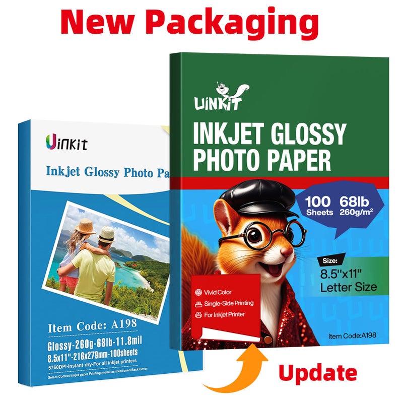 Uinkit 100 Sheets Heavyweight Thick Glossy Photo Paper Single side 8.5x11 Inkjet 68lb 260Gsm DIY Greeting Card Placemat Craft Project Signage Christmas Poster 11.8Mil for Inkjet printer - Image 3
