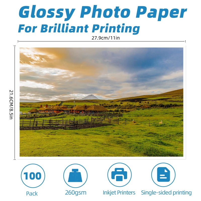 Uinkit 100 Sheets Heavyweight Thick Glossy Photo Paper Single side 8.5x11 Inkjet 68lb 260Gsm DIY Greeting Card Placemat Craft Project Signage Christmas Poster 11.8Mil for Inkjet printer - Image 2