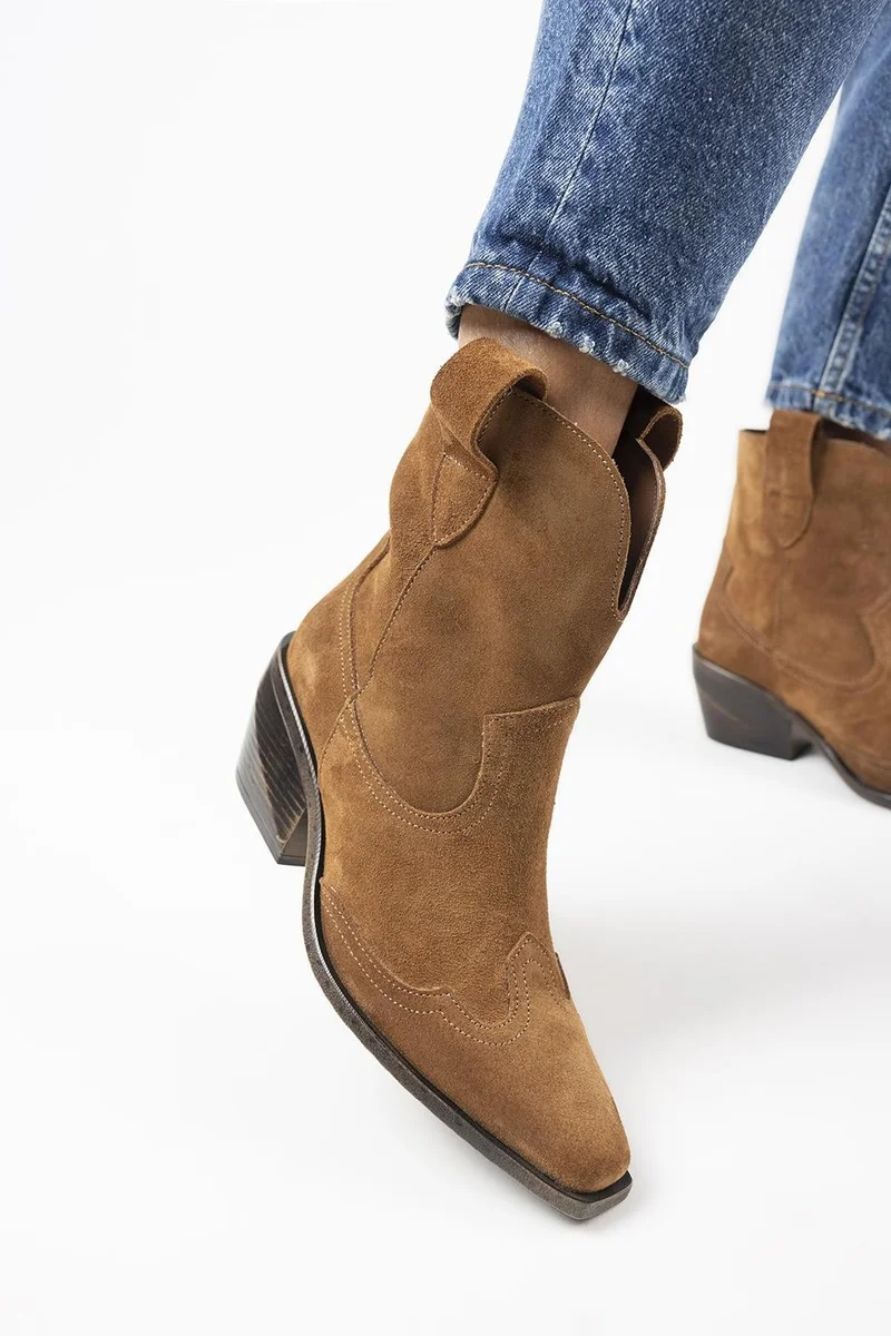 Manijero Manijero Ellinor Women's Genuine Leather Western Tan Boots