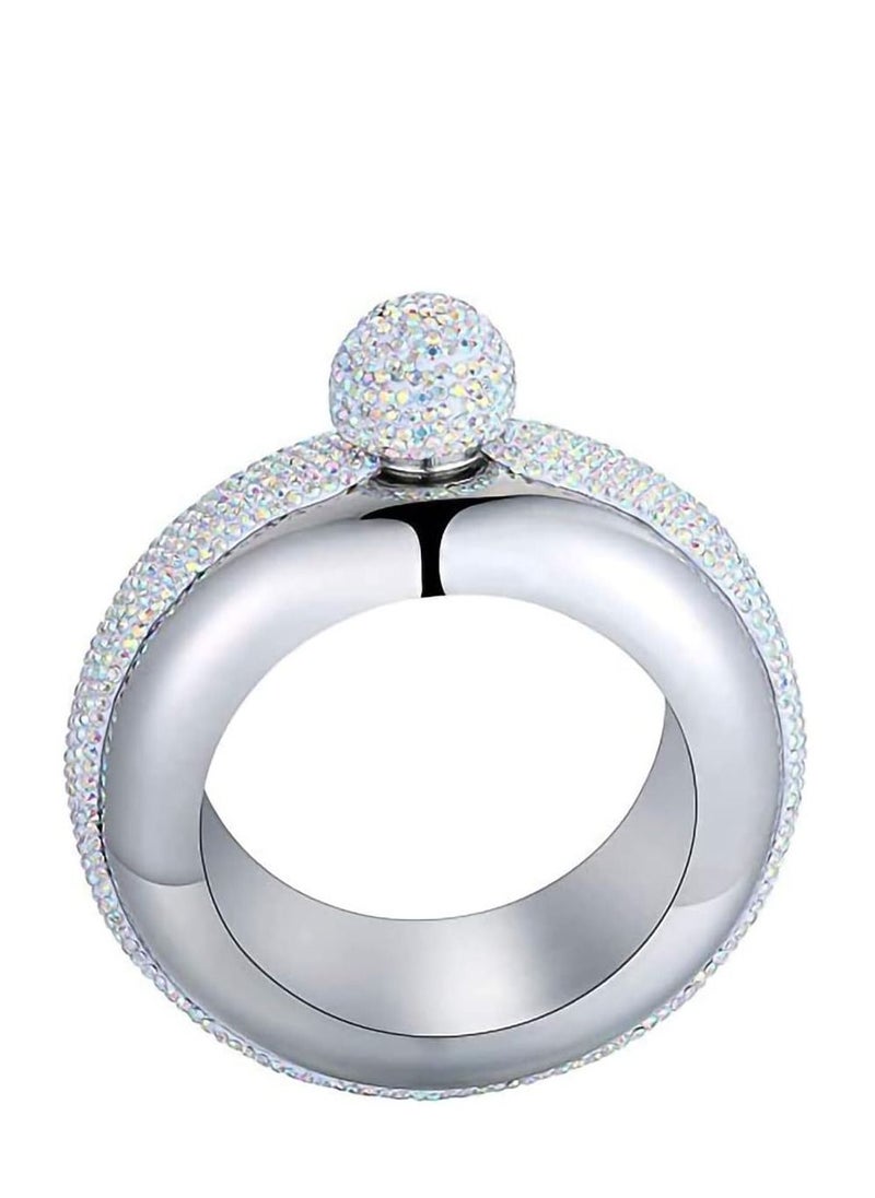 Hip Flask for Women Portable Bangle Hip Flask with Crystal Lid 3.5 OZ Wrist Hip Flask for Wine Bangle Silver Bangle Hip Flask Gift