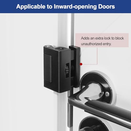 MOSECYOU Portable Door Reinforcement Lock, Adjustable Design, Home/Hotel Security Extra Lock, Apartment Bedroom No Drill Flip Lock, Travel Safety Device(Black, 1 Pack) - Image 3