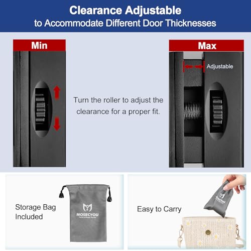 MOSECYOU Portable Door Reinforcement Lock, Adjustable Design, Home/Hotel Security Extra Lock, Apartment Bedroom No Drill Flip Lock, Travel Safety Device(Black, 1 Pack) - Image 4