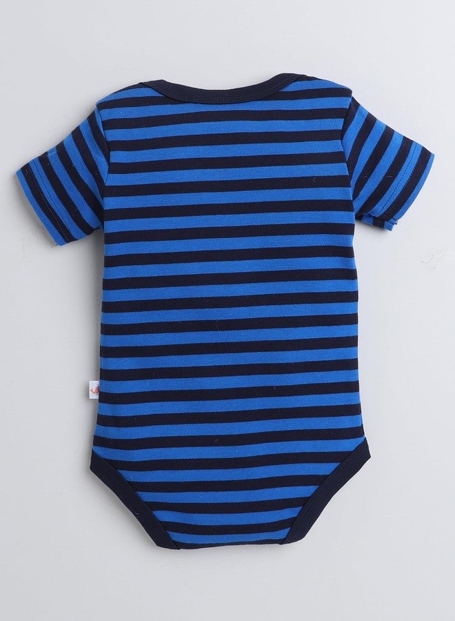 BUMZEE Blue Boys Half Sleeves Bodysuit Age - 6-9 Months (Peb8065D-blu) - Image 2