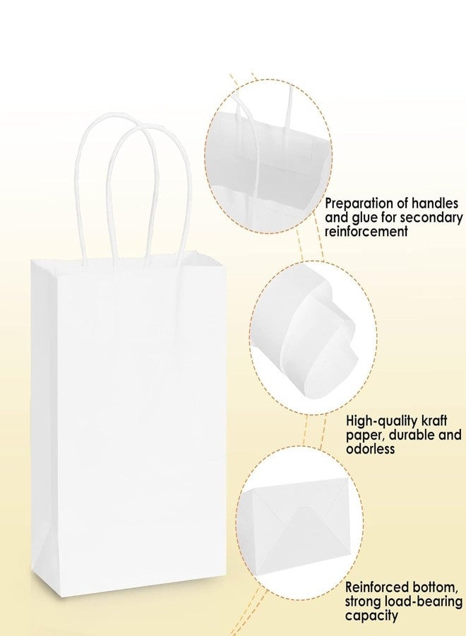 Aakriti Small Gift Bags with Handles 7 × 3.5 × 8.5 Inches Kraft Paper Bags Bulk for Party Favor, Retail, Merchandise, Wedding, Gifts, Recyclable White Paper Sacks (WHITE-100PCS) - Image 2