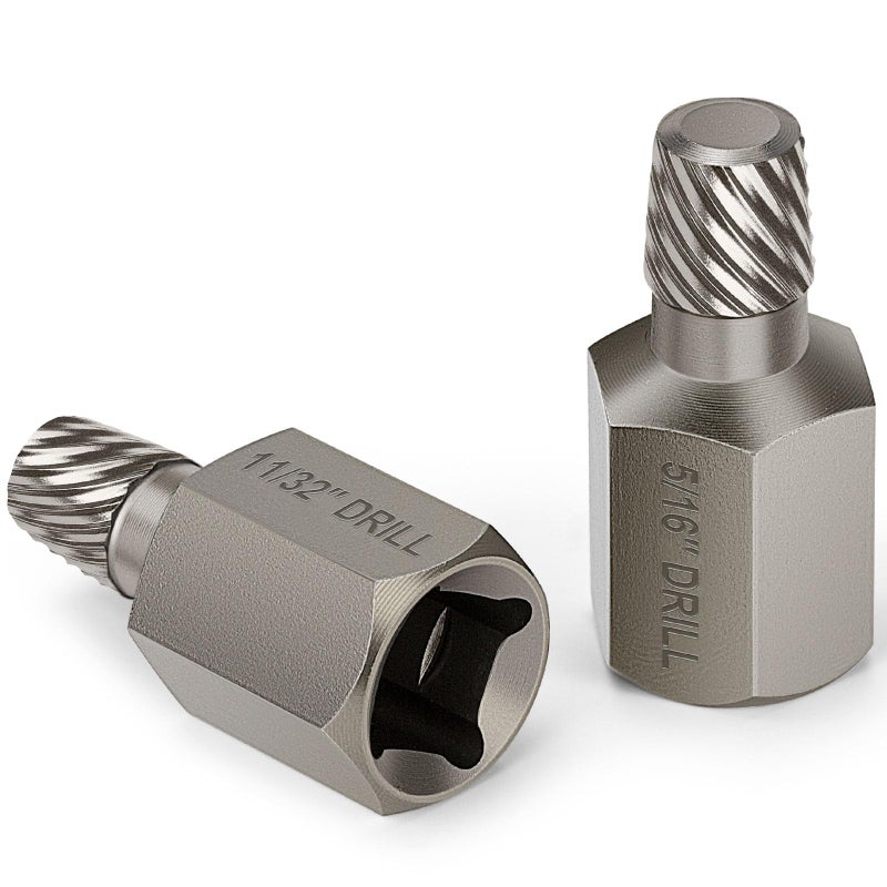 Topec Double Head Screw Extractor Set, Newest Version 3/8â€ Drive 2-in-1 Functional Easy Out Bolt Extractor, 2PC, 5/16 & 11/32 - Image 1