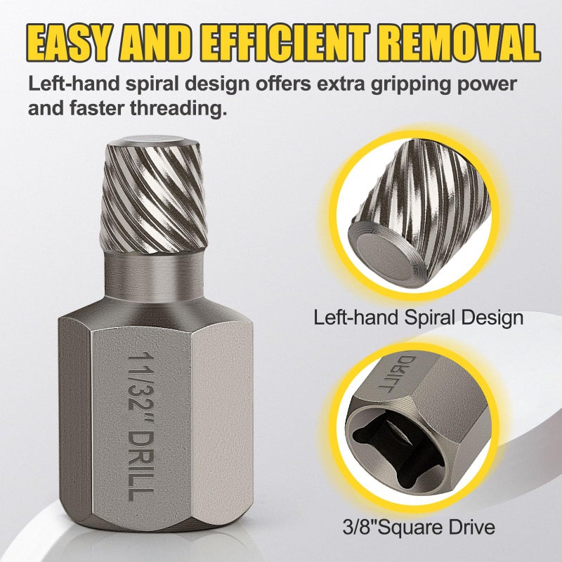 Topec Double Head Screw Extractor Set, Newest Version 3/8â€ Drive 2-in-1 Functional Easy Out Bolt Extractor, 2PC, 5/16 & 11/32 - Image 3