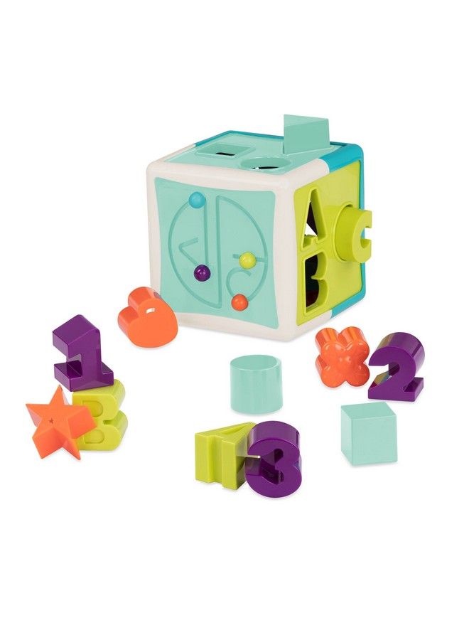 B. Battat Shape Sorter Cube Sorting Toy For Learning Shapes Letters Numbers 12 Pcs Educational Activity Cube With Bead Maze Toddlers Kids 2 Years + - Image 1