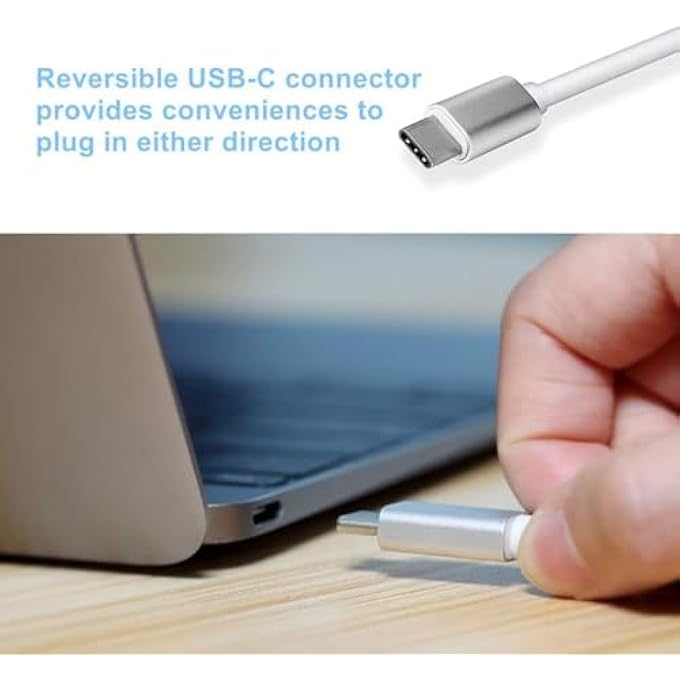 rayihni USB-C TO VGA ADAPTER - USB 3.1 TYPE C (THUNDERBOLT 3) TO VGA CONVERTER COMPATIBLE WITH MACBOOK PRO, MACBOOK AIR 2018, DELL XPS 13/15, SURFACE BOOK 2, AND MORE - SILVER - Image 3