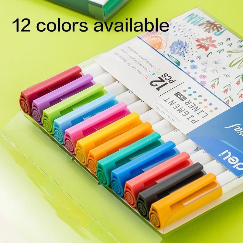 Deli EU302 Dual Tip Pigment Liner Drawing Pen Set - 12 Pieces - Image 5