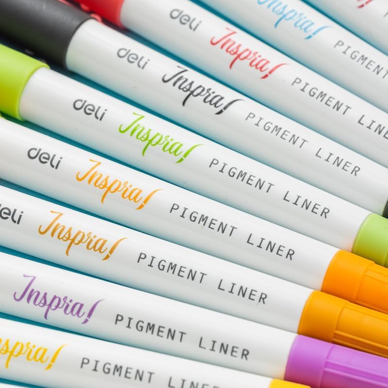 Deli EU302 Dual Tip Pigment Liner Drawing Pen Set - 12 Pieces - Image 4