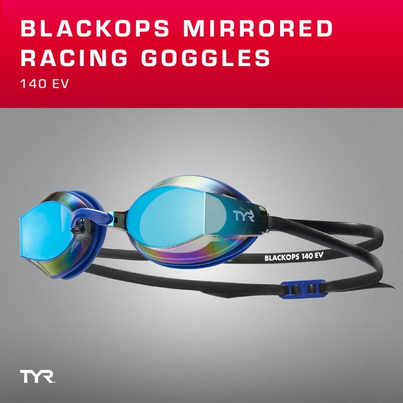 TYR Adults Black Ops Mirrored Swim Goggles - Gold/Navy - Image 2
