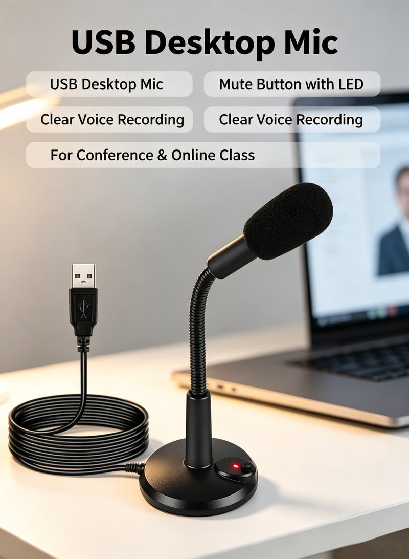 كاست ويف ميكروفون KASTWAVE USB، ميكروفون USB للكمبيوتر الشخصي مناسب لمؤتمرات الفيديو التجارية، والتسجيل، والدردشة، والبث الصوتي، والدروس عبر الإنترنت، مزود بزر كتم الصوت مع مؤشر LED، متوافق مع أجهزة Macbook، وأجهزة الكمبيوتر المحمولة، وأجهزة الكمبيوتر الشخصية، وأنظمة Windows. - Image 1