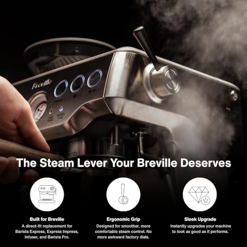 CREMA Coffee Products Replacement Steam Lever for Breville Espresso Machines |Ergonomic Stainless Steel Design|Compatible with Barista Express, Infuser, Barista Pro|Easy Grip|Black/Silver Finish - Image 4