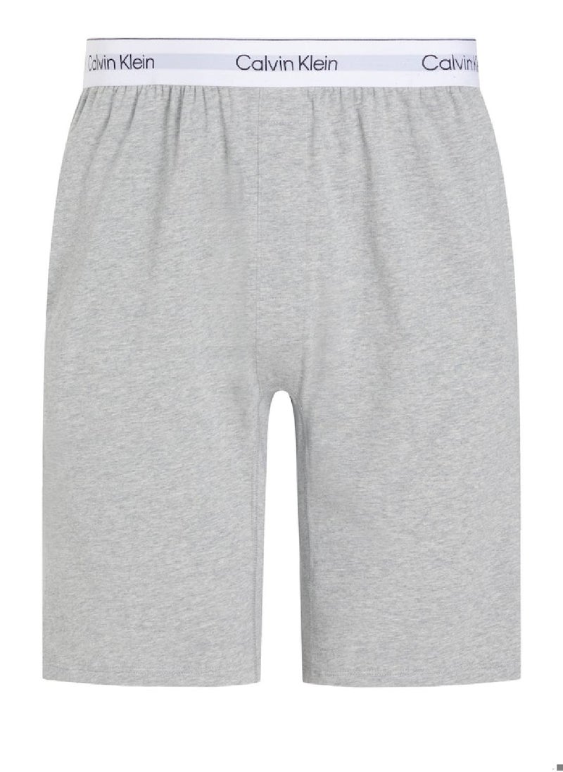 CALVIN KLEIN Men's Lounge Shorts - Icon Cotton Stretch - Cotton, Grey  - Image 2
