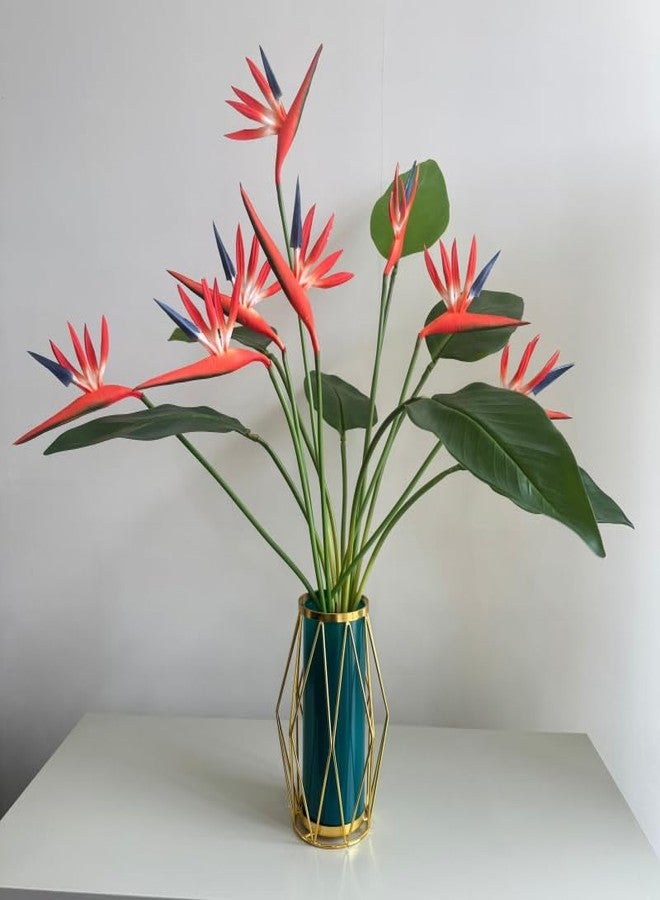 DODXIAOBEUL Medium Bird of Paradise 23 Inch Permanent Flower Stem,Real Touch Flowers Soft Rubber PU Artificial Plants for Home Office - 8 Pcs (Orange) - Image 2