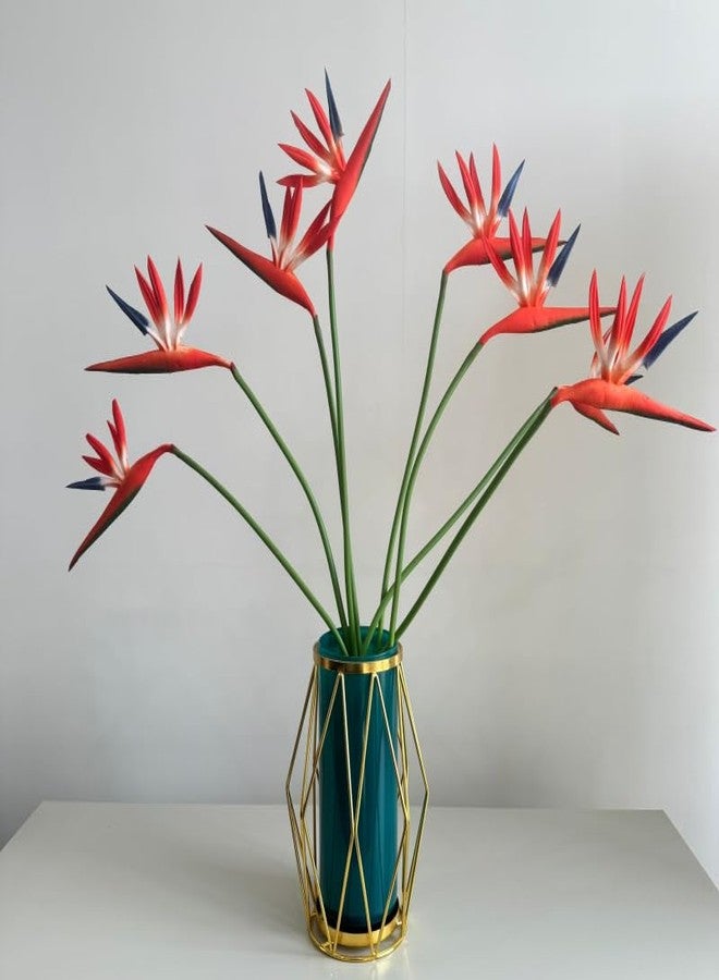 DODXIAOBEUL Medium Bird of Paradise 23 Inch Permanent Flower Stem,Real Touch Flowers Soft Rubber PU Artificial Plants for Home Office - 8 Pcs (Orange) - Image 4