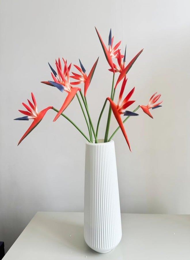 DODXIAOBEUL Medium Bird of Paradise 23 Inch Permanent Flower Stem,Real Touch Flowers Soft Rubber PU Artificial Plants for Home Office - 8 Pcs (Orange) - Image 3