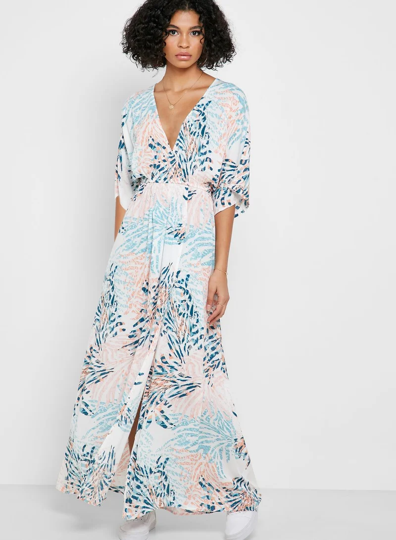 FOREVER 21 Surplice Floral Print Maxi Dress