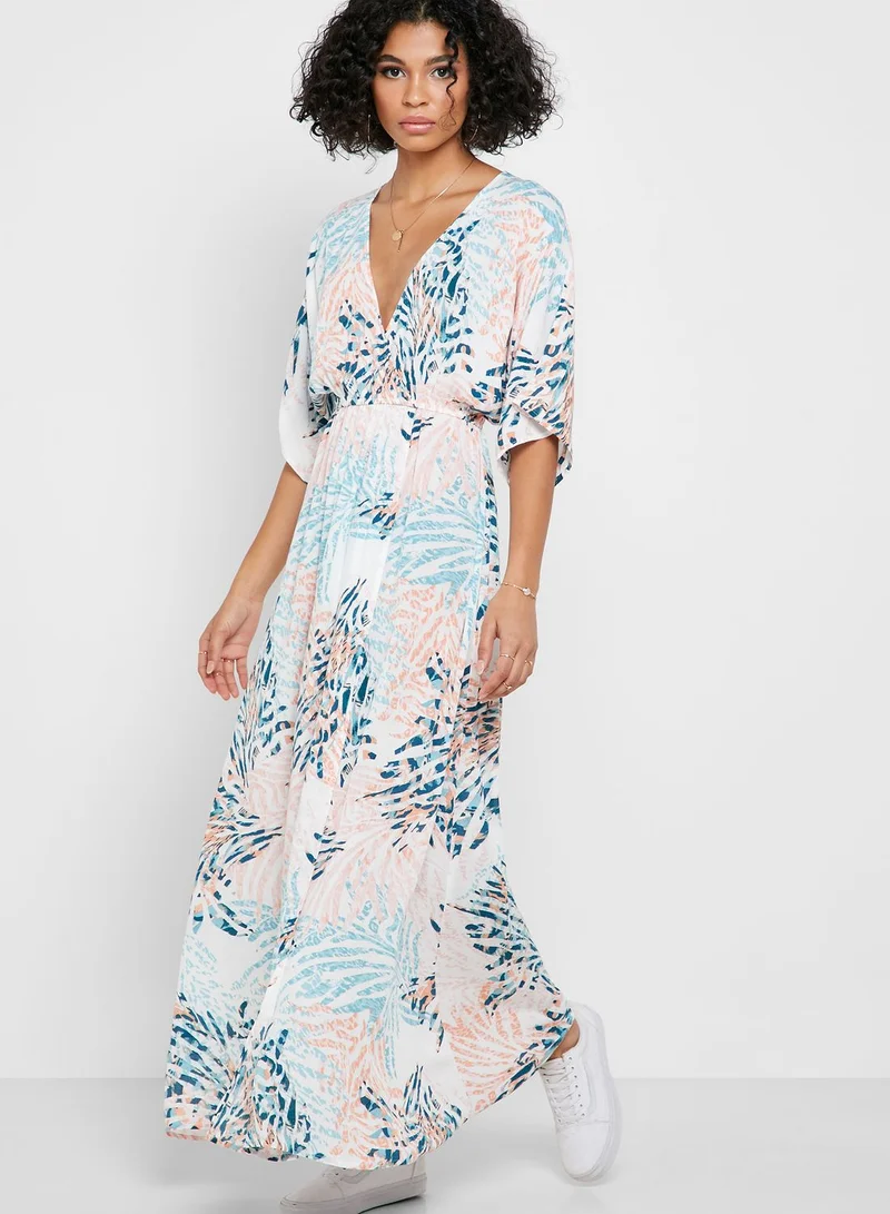 FOREVER 21 Surplice Floral Print Maxi Dress