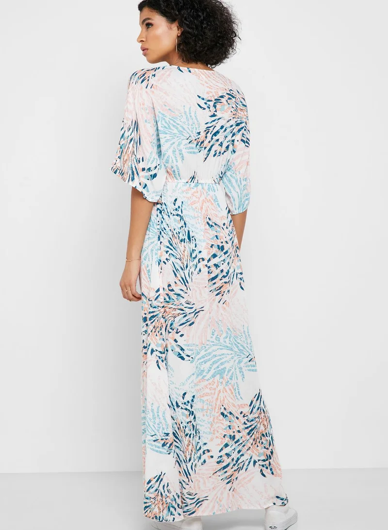 FOREVER 21 Surplice Floral Print Maxi Dress