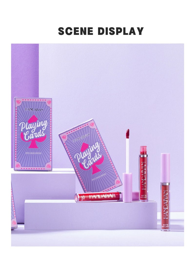 Handaiyan Lipstick Set Matte Liquid 4 Colors Long Lasting Waterproof for Women Highly Pigment Velvety Nude Super Stay Soft Hydrating & Lightweight Professional Moisturizing Makeup Lips Gift - Image 5
