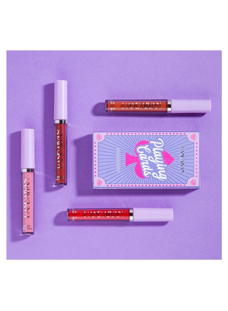 Handaiyan Lipstick Set Matte Liquid 4 Colors Long Lasting Waterproof for Women Highly Pigment Velvety Nude Super Stay Soft Hydrating & Lightweight Professional Moisturizing Makeup Lips Gift - Image 2