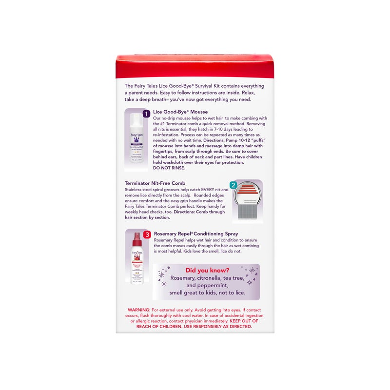 Fairy Tales مجموعة البقاء للتخلص من القمل - تشمل موس العلاج، رذاذ الترطيب، مشط، ومشبك - Image 2