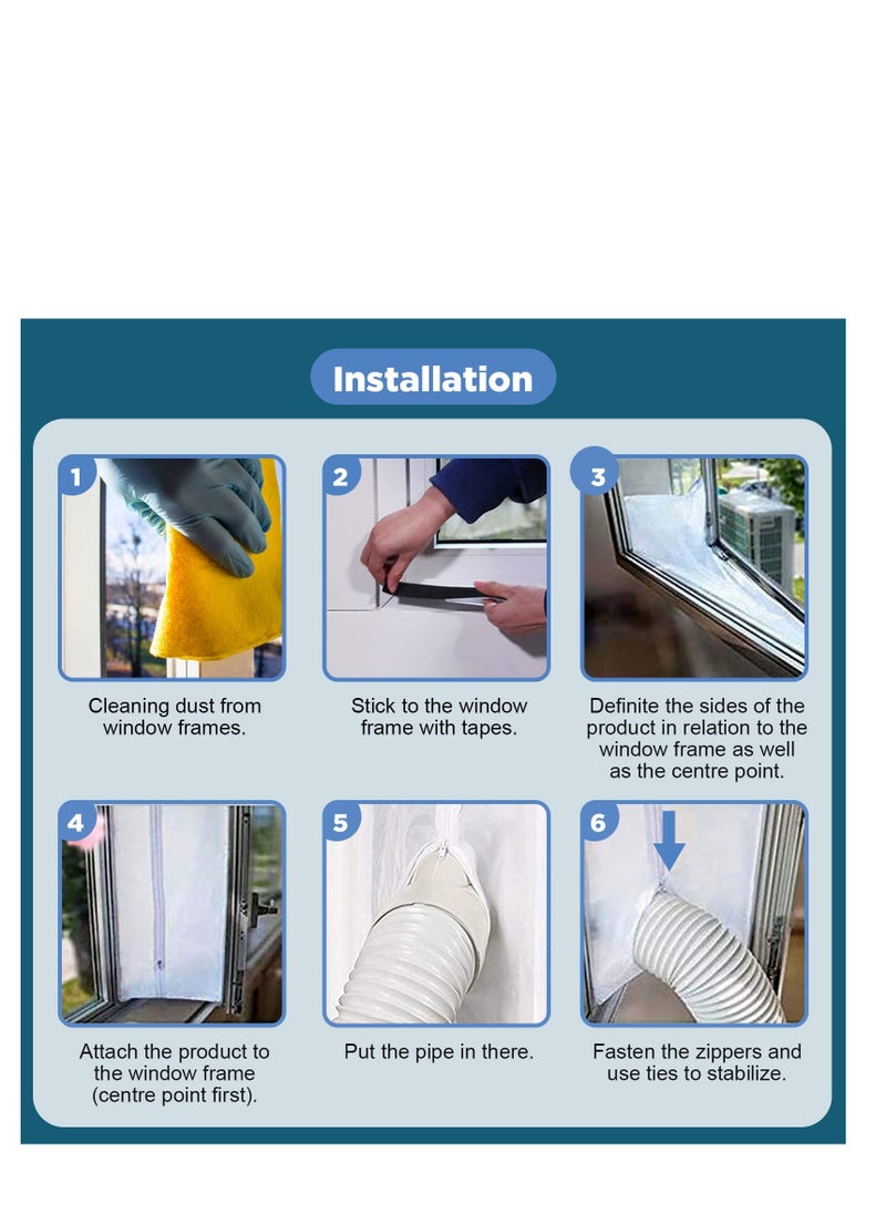 Excefore - Air Conditioner Window Seal, for Portable Air Conditioner And Tumble Dryer, Hot Air Stop Air Exchange Guards, with Zip and Adhesive Fastener, 400CM (157'') AC Casement Window Seal Kit - Image 1