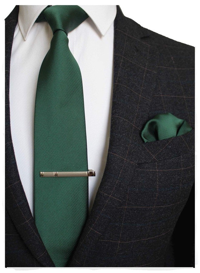 JEMYGINS Green Formal Necktie and Pocket Square, Hankerchief and Tie Bar Clip Sets for Men - Image 1