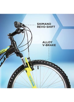 Spartan Galaxy Mountain Bicycle | 24 inch wheel size | 21 speed Shimano gears |For teens and adults |Black & Yellow  - Image 2