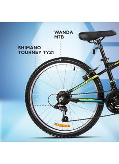 Spartan Galaxy Mountain Bicycle | 24 inch wheel size | 21 speed Shimano gears |For teens and adults |Black & Yellow  - Image 4