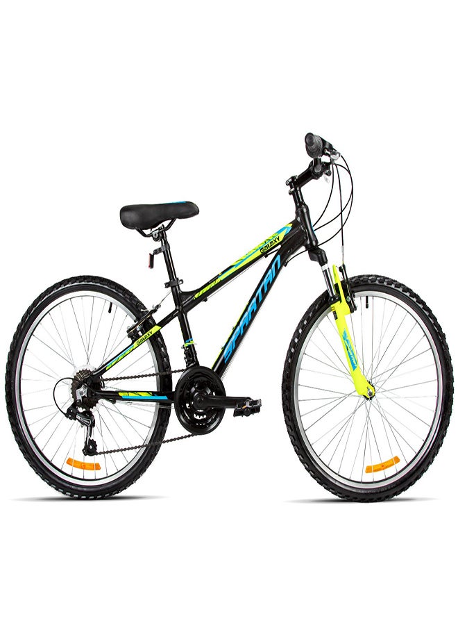 Spartan Galaxy Mountain Bicycle | 24 inch wheel size | 21 speed Shimano gears |For teens and adults |Black & Yellow  - Image 1