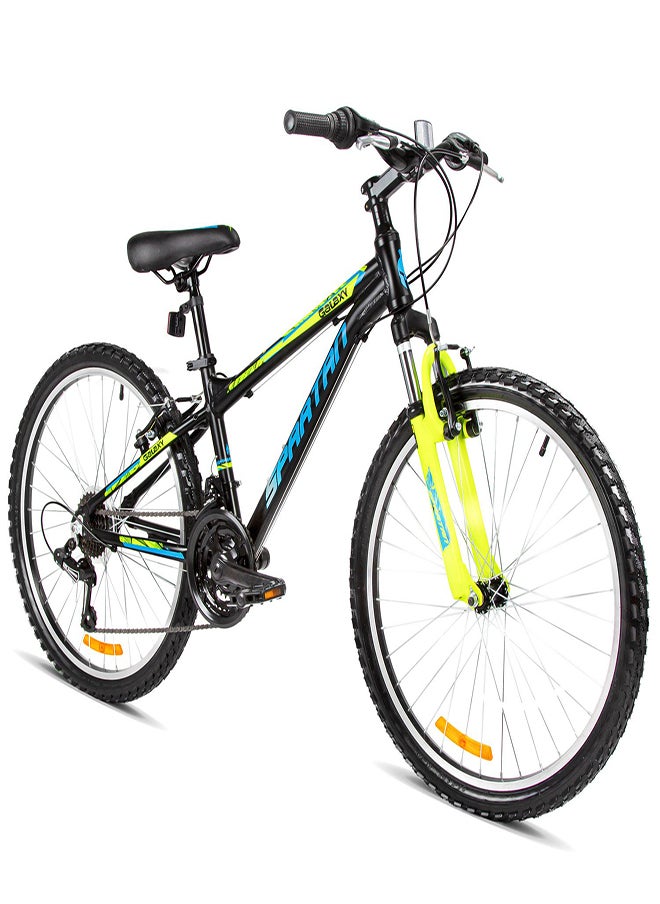Spartan Galaxy Mountain Bicycle | 24 inch wheel size | 21 speed Shimano gears |For teens and adults |Black & Yellow  - Image 3