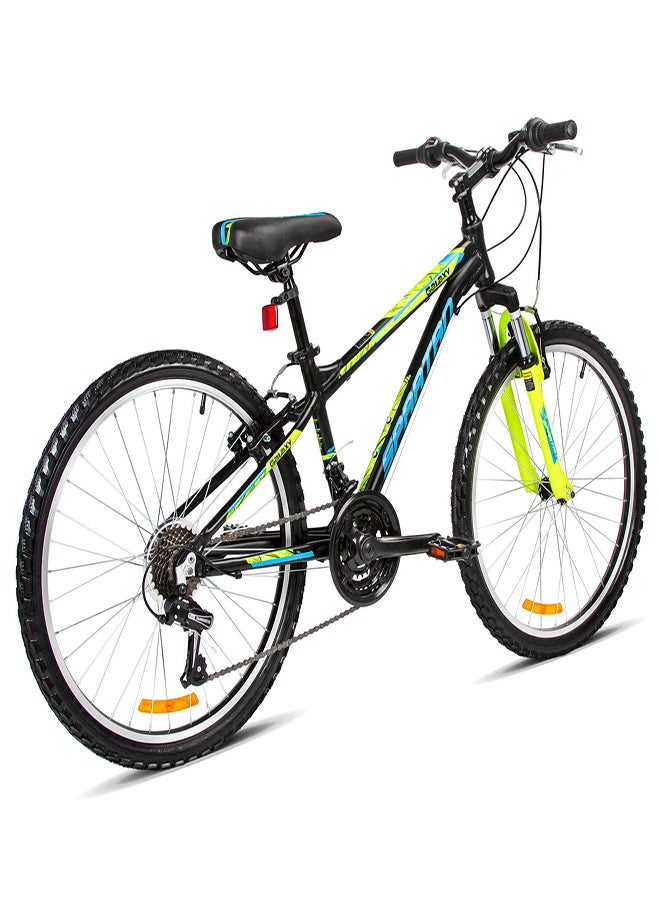Spartan Galaxy Mountain Bicycle | 24 inch wheel size | 21 speed Shimano gears |For teens and adults |Black & Yellow  - Image 2