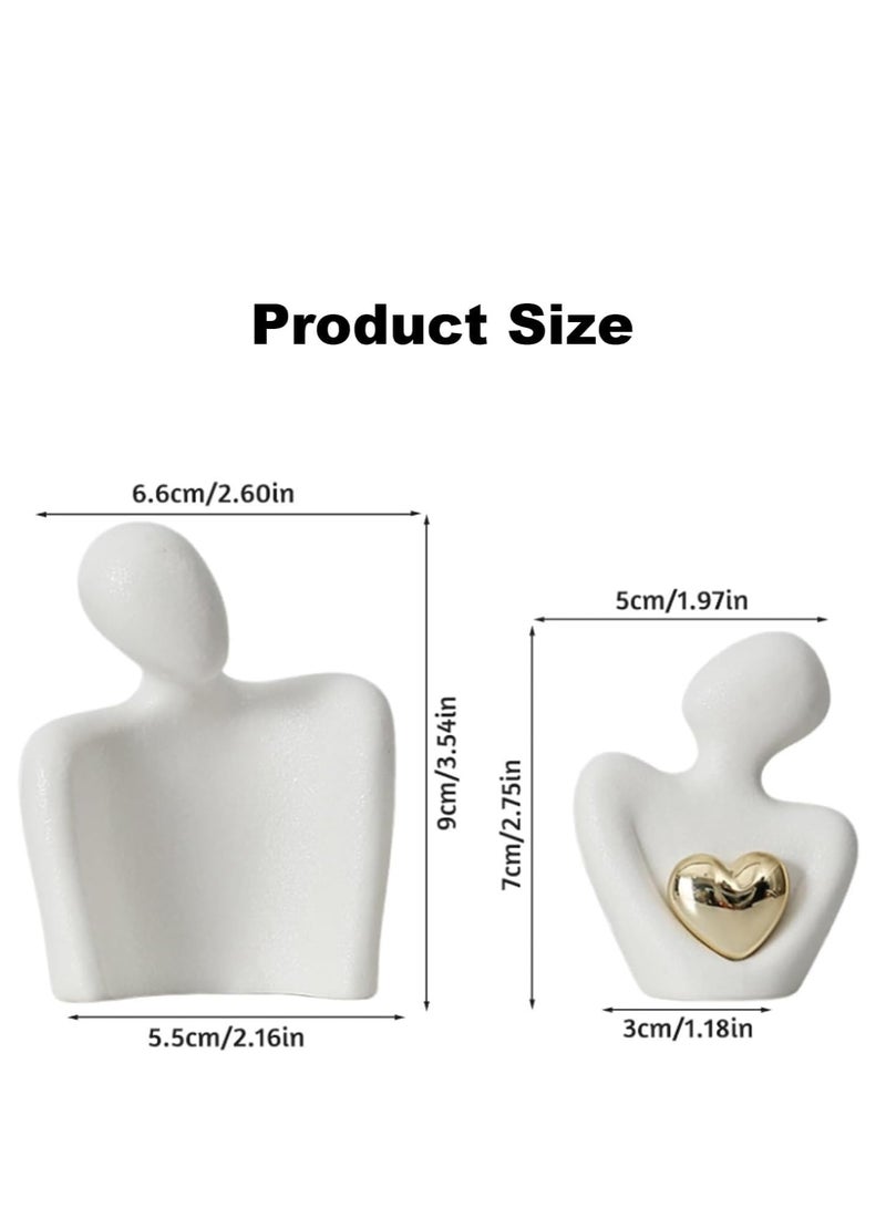 Raxoom Romantic Couple Statue,Valentine's Day Ornaments for Shelves Abstract Sculpture for Living Room | White Ornaments Couple Figurine Sculptures Gifts for Wedding Anniversary | Ramadan Gift Couple Statue - Image 2