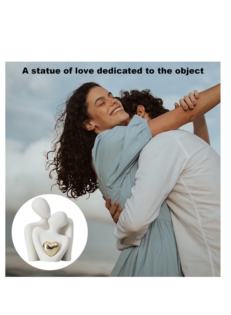 Raxoom Romantic Couple Statue,Valentine's Day Ornaments for Shelves Abstract Sculpture for Living Room | White Ornaments Couple Figurine Sculptures Gifts for Wedding Anniversary | Ramadan Gift Couple Statue - Image 3