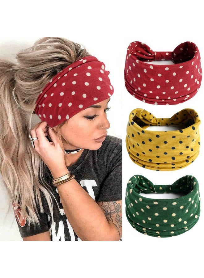 K-Elewon 3 Pack Women Wide Elastic Head Wrap Headband Sports yoga Hair Band (3 Pack(A09)) - Image 2