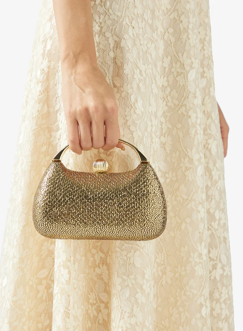 Khizana Gold Metallic Embellished Handle Bag