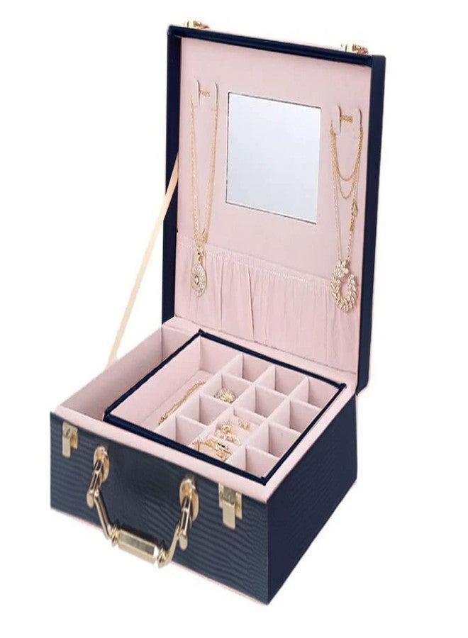 Sagrach Jewelry Storage Showcase | Waterproof PU Leather Surface Jewellery Boxes for Women Girls (Black, 23.5cm x 8.5cm x 18.5cm) - Image 1