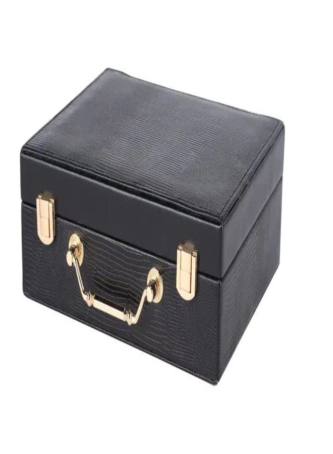 Sagrach Jewelry Storage Showcase | Waterproof PU Leather Surface Jewellery Boxes for Women Girls (Black, 23.5cm x 8.5cm x 18.5cm) - Image 4