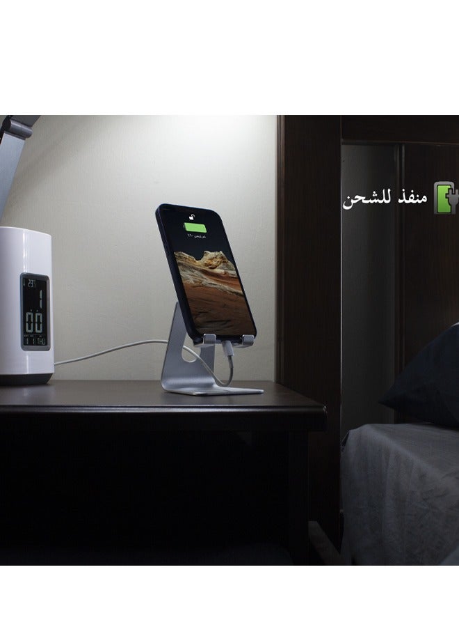 Urise Aluminum Adjustable Phone Holder Mobile Stand for Desk Use Tablet Smartphone Holder Compatible with Home Office Outdoor Everyday Use - Image 3
