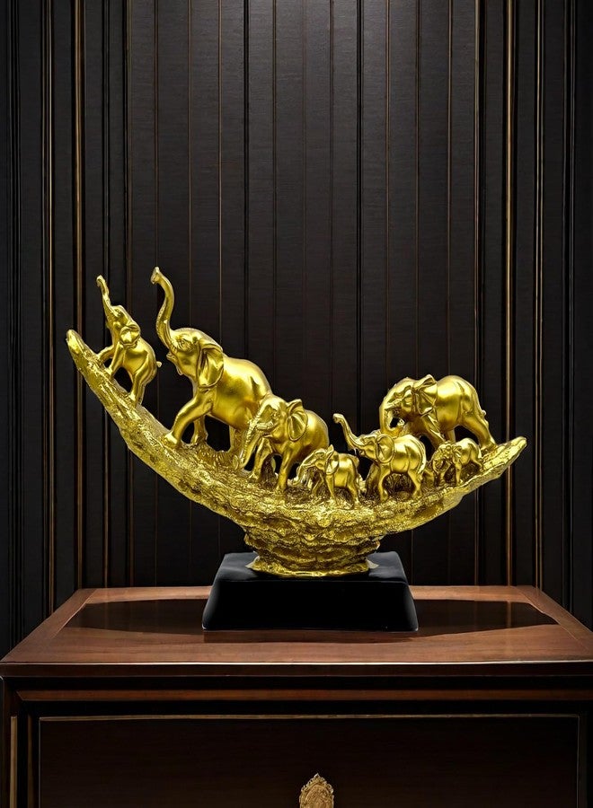 SHTWX Elephant Herd with Babies Statue Elephants Family Frgurines Sculpture for Home Office Living Room Desktop Decoration Figurines Indoor Feng Shui Decor Gold - Image 5