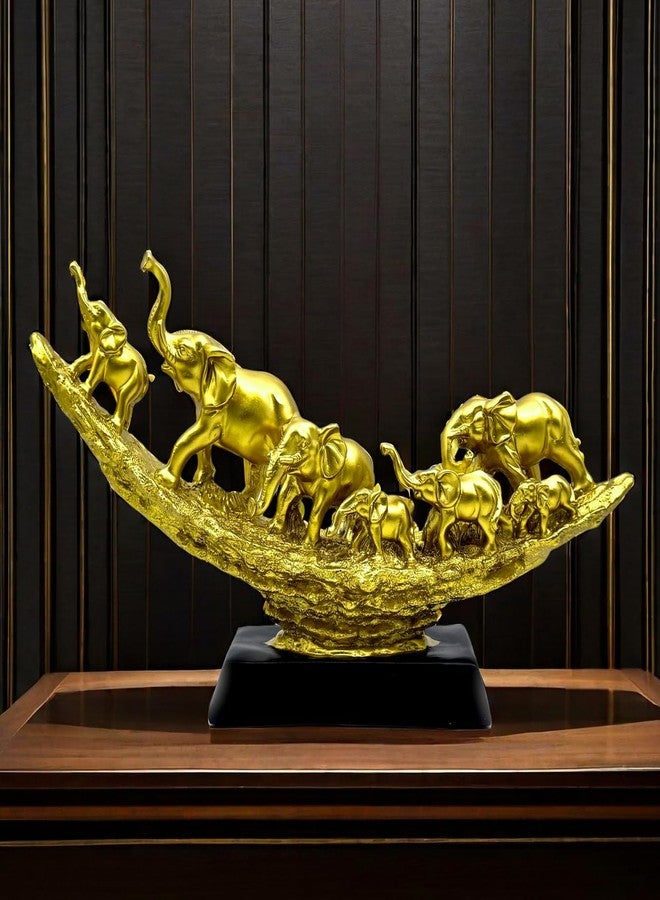 SHTWX Elephant Herd with Babies Statue Elephants Family Frgurines Sculpture for Home Office Living Room Desktop Decoration Figurines Indoor Feng Shui Decor Gold - Image 2