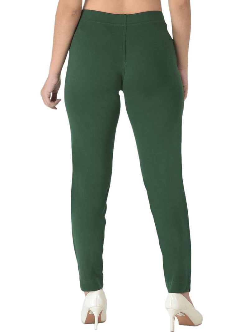 Dollar Missy Women's Solid Slim Mid Rise Kurti Pant - XXL Green - Image 4