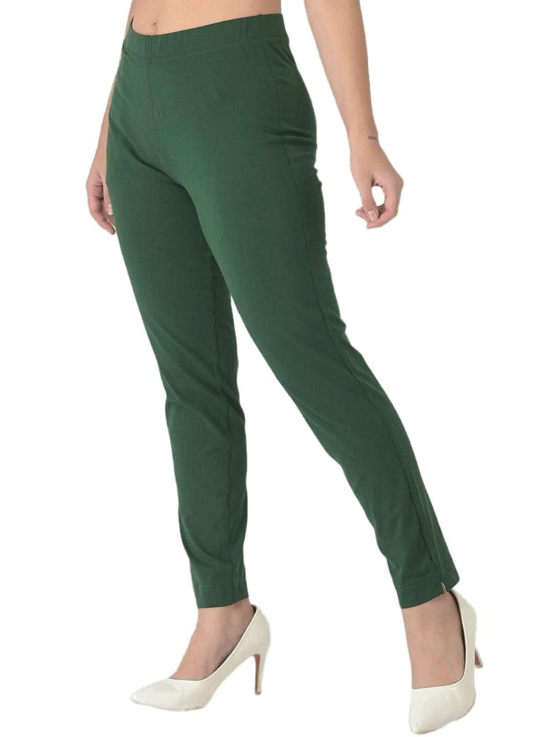 Dollar Missy Women's Solid Slim Mid Rise Kurti Pant - XXL Green - Image 2