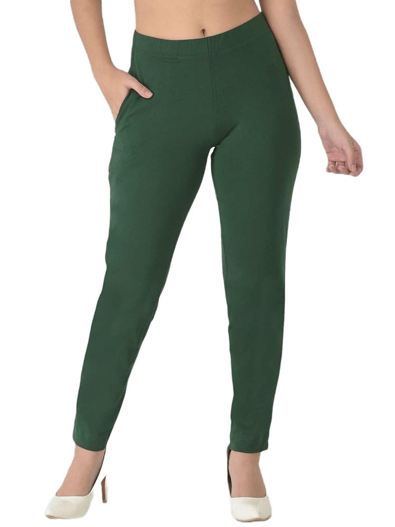 Dollar Missy Women's Solid Slim Mid Rise Kurti Pant - XXL Green - Image 1