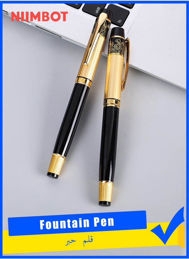 NIIMBOT 2 Pieces Black and Gold Business Fountain Pen, Best Pen Gift Set for Men & Women, Professional, Executive, Office, Nice Pens (Without Ink Cartridges)  - Image 1