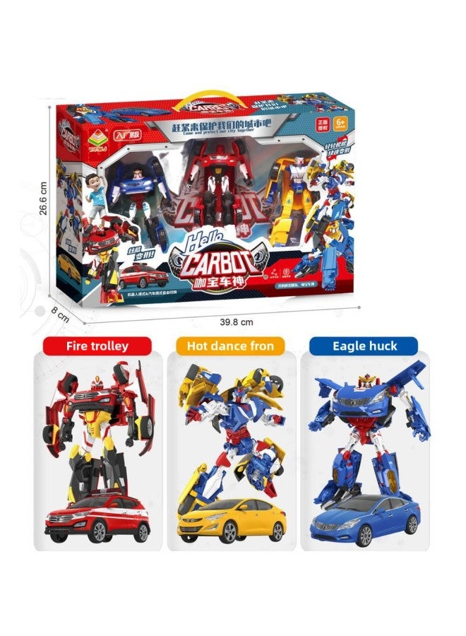 Coffee Treasure Car God Genuine Authorized Fit Sliding Deformation Car Robot Model Children Gift King Kong Toy-Color:【Yuetong Suit】 Fire Alarm + Hot Dance + Eagle - Image 1