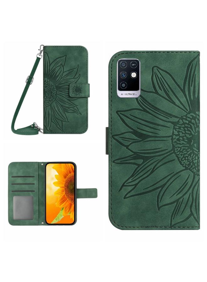 Zaboon Case For Infinix Note 10 Skin Feel Sun Flower Pattern Flip Leather Phone Case with Lanyard - Image 1